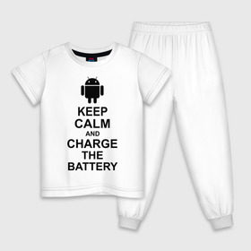 Детская пижама хлопок с принтом Keep calm and charge the battery (android) , 100% хлопок |  брюки и футболка прямого кроя, без карманов, на брюках мягкая резинка на поясе и по низу штанин
 | 
