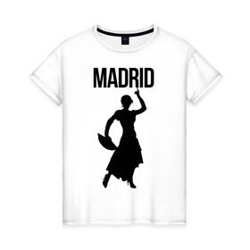 Женская футболка хлопок с принтом Madrid , 100% хлопок | прямой крой, круглый вырез горловины, длина до линии бедер, слегка спущенное плечо | madrid | города | девушка madrid | девушка мадрид | мадрид