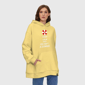 Худи SuperOversize хлопок с принтом Keep calm and oh sh**, a zombie , 70% хлопок, 30% полиэстер, мягкий начес внутри | карман-кенгуру, эластичная резинка на манжетах и по нижней кромке, двухслойный капюшон
 | a zombie | keep calm and oh sh | umbrella | zombie | амбрелла