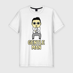 Мужская футболка премиум с принтом Gentleman (джентльмен) , 92% хлопок, 8% лайкра | приталенный силуэт, круглый вырез ворота, длина до линии бедра, короткий рукав | gentleman | psy | джентльмен | музыка | певец psy