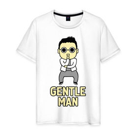 Мужская футболка хлопок с принтом Gentleman (джентльмен) , 100% хлопок | прямой крой, круглый вырез горловины, длина до линии бедер, слегка спущенное плечо. | Тематика изображения на принте: gentleman | psy | джентльмен | музыка | певец psy