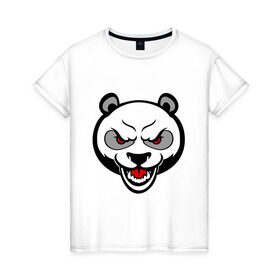 Женская футболка хлопок с принтом Angry panda - злая панда , 100% хлопок | прямой крой, круглый вырез горловины, длина до линии бедер, слегка спущенное плечо | панда
