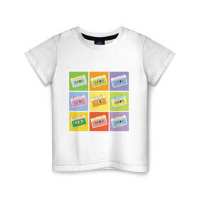 Детская футболка хлопок с принтом Кассеты поп-арт , 100% хлопок | круглый вырез горловины, полуприлегающий силуэт, длина до линии бедер | поп арт