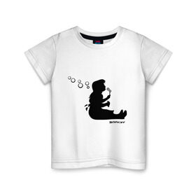 Детская футболка хлопок с принтом Bubble blower girl (Banksy) , 100% хлопок | круглый вырез горловины, полуприлегающий силуэт, длина до линии бедер | banksy | бэнкси | граффити | девочка | мыльные пузыри | силуэт