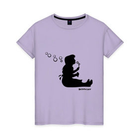 Женская футболка хлопок с принтом Bubble blower girl (Banksy) , 100% хлопок | прямой крой, круглый вырез горловины, длина до линии бедер, слегка спущенное плечо | banksy | бэнкси | граффити | девочка | мыльные пузыри | силуэт