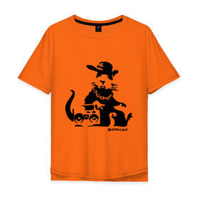 Мужская футболка хлопок Oversize с принтом Gangsta rat (Banksy) , 100% хлопок | свободный крой, круглый ворот, “спинка” длиннее передней части | Тематика изображения на принте: бэнкси | гангстер | граффити | грызун | мышь | хомяк
