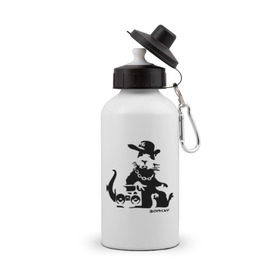 Бутылка спортивная с принтом Gangsta rat (Banksy) , металл | емкость — 500 мл, в комплекте две пластиковые крышки и карабин для крепления | бэнкси | гангстер | граффити | грызун | мышь | хомяк
