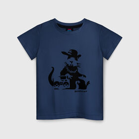 Детская футболка хлопок с принтом Gangsta rat (Banksy) , 100% хлопок | круглый вырез горловины, полуприлегающий силуэт, длина до линии бедер | бэнкси | гангстер | граффити | грызун | мышь | хомяк