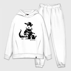 Мужской костюм хлопок OVERSIZE с принтом Gangsta rat (Banksy) ,  |  | Тематика изображения на принте: бэнкси | гангстер | граффити | грызун | мышь | хомяк