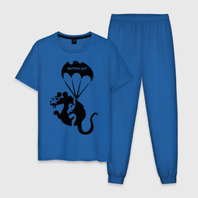 Мужская пижама хлопок с принтом Rat with parachute (Banksy) , 100% хлопок | брюки и футболка прямого кроя, без карманов, на брюках мягкая резинка на поясе и по низу штанин
 | бэнкси | граффити | грызун | животные | хомяк с парашютом