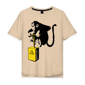 Мужская футболка хлопок Oversize с принтом TNT monkey (Banksy) , 100% хлопок | свободный крой, круглый ворот, “спинка” длиннее передней части | бэнкси | граффити | животные | обезьяна