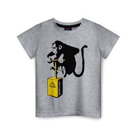 Детская футболка хлопок с принтом TNT monkey (Banksy) , 100% хлопок | круглый вырез горловины, полуприлегающий силуэт, длина до линии бедер | Тематика изображения на принте: бэнкси | граффити | животные | обезьяна
