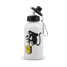 Бутылка спортивная с принтом TNT monkey (Banksy) , металл | емкость — 500 мл, в комплекте две пластиковые крышки и карабин для крепления | бэнкси | граффити | животные | обезьяна