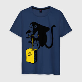 Мужская футболка хлопок с принтом TNT monkey (Banksy) , 100% хлопок | прямой крой, круглый вырез горловины, длина до линии бедер, слегка спущенное плечо. | бэнкси | граффити | животные | обезьяна