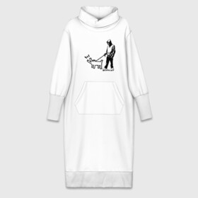 Платье удлиненное хлопок с принтом Парень с собакой (Banksy) ,  |  | dog | бэнкси | граффити | собака