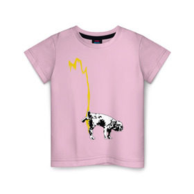 Детская футболка хлопок с принтом Peeing dog (Banksy) , 100% хлопок | круглый вырез горловины, полуприлегающий силуэт, длина до линии бедер | бульдог | бэнкси | граффити | собака