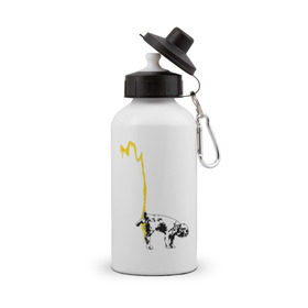 Бутылка спортивная с принтом Peeing dog (Banksy) , металл | емкость — 500 мл, в комплекте две пластиковые крышки и карабин для крепления | бульдог | бэнкси | граффити | собака