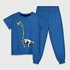 Детская пижама хлопок с принтом Peeing dog (Banksy) , 100% хлопок |  брюки и футболка прямого кроя, без карманов, на брюках мягкая резинка на поясе и по низу штанин
 | бульдог | бэнкси | граффити | собака