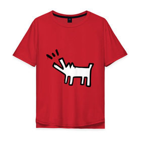 Мужская футболка хлопок Oversize с принтом Собака (Banksy) , 100% хлопок | свободный крой, круглый ворот, “спинка” длиннее передней части | dog | бэнкси | граффити