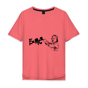 Мужская футболка хлопок Oversize с принтом E=MC2 , 100% хлопок | свободный крой, круглый ворот, “спинка” длиннее передней части | бэнкси | граффити | ученный | формула | эйнштейн