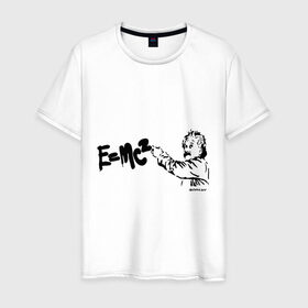 Мужская футболка хлопок с принтом E=MC2 , 100% хлопок | прямой крой, круглый вырез горловины, длина до линии бедер, слегка спущенное плечо. | бэнкси | граффити | ученный | формула | эйнштейн