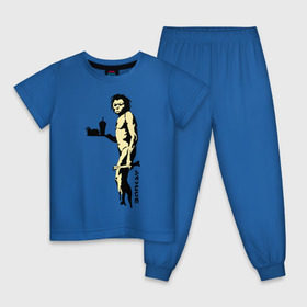 Детская пижама хлопок с принтом Древний человек Бэнкси , 100% хлопок |  брюки и футболка прямого кроя, без карманов, на брюках мягкая резинка на поясе и по низу штанин
 | бэнкси | граффити | неандерталец | примат