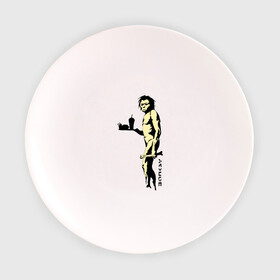 Тарелка 3D с принтом Древний человек Бэнкси , фарфор | диаметр - 210 мм
диаметр для нанесения принта - 120 мм | Тематика изображения на принте: бэнкси | граффити | неандерталец | примат