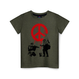 Детская футболка хлопок с принтом Peace Banksy , 100% хлопок | круглый вырез горловины, полуприлегающий силуэт, длина до линии бедер | бэнкси | граффити | люди | мир | оружие