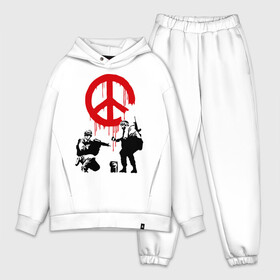 Мужской костюм хлопок OVERSIZE с принтом Peace Banksy ,  |  | бэнкси | граффити | люди | мир | оружие