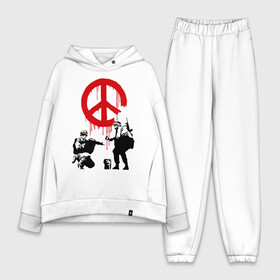 Женский костюм хлопок Oversize с принтом Peace Banksy ,  |  | бэнкси | граффити | люди | мир | оружие