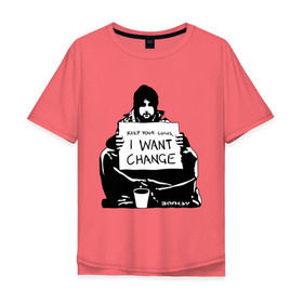 Мужская футболка хлопок Oversize с принтом Keep your coinns , 100% хлопок | свободный крой, круглый ворот, “спинка” длиннее передней части | banksy | бэнкси | графити | граффити | стрит арт