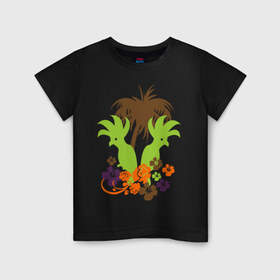 Детская футболка хлопок с принтом Попугаи , 100% хлопок | круглый вырез горловины, полуприлегающий силуэт, длина до линии бедер | деревья | лето | пальмы | птицы | цветы