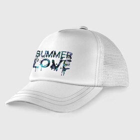 Детская кепка тракер с принтом Summer love , Козырек - 100% хлопок. Кепка - 100% полиэстер, Задняя часть - сетка | универсальный размер, пластиковая застёжка | краски | летняя любовь | лето | стекающая надпись