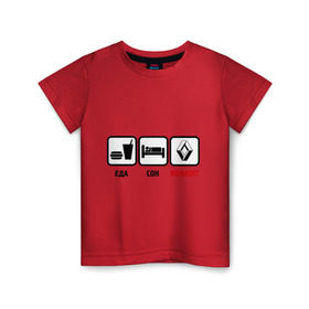 Детская футболка хлопок с принтом Главное в жизни - еда, сон, renault , 100% хлопок | круглый вырез горловины, полуприлегающий силуэт, длина до линии бедер | Тематика изображения на принте: авто | автомобиль | знаки | рено | тачки