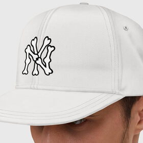 Кепка снепбек с прямым козырьком с принтом NY Bones , хлопок 100% |  | new era | new york yankees | swag | нью йорк янкис | сваг | свог | свэг