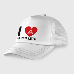 Детская кепка тракер с принтом I love Jared Leto , Козырек - 100% хлопок. Кепка - 100% полиэстер, Задняя часть - сетка | универсальный размер, пластиковая застёжка | 30 seconds to mars | 30 stm | punk | rock | музыка | панк рок | я люблю джареда лето