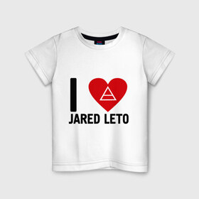 Детская футболка хлопок с принтом I love Jared Leto , 100% хлопок | круглый вырез горловины, полуприлегающий силуэт, длина до линии бедер | Тематика изображения на принте: 30 seconds to mars | 30 stm | punk | rock | музыка | панк рок | я люблю джареда лето