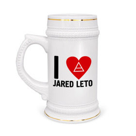 Кружка пивная с принтом I love Jared Leto ,  керамика (Материал выдерживает высокую температуру, стоит избегать резкого перепада температур) |  объем 630 мл | 30 seconds to mars | 30 stm | punk | rock | музыка | панк рок | я люблю джареда лето