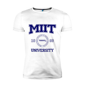 Мужская футболка премиум с принтом MIIT University , 92% хлопок, 8% лайкра | приталенный силуэт, круглый вырез ворота, длина до линии бедра, короткий рукав | Тематика изображения на принте: вуз | институт | миит | путей сообщения | студенческие | университет