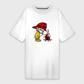 Платье-футболка хлопок с принтом Пожарник ,  |  | каска | мальчик | мчс | огонь | писает | пожар | профессии | спасение | тушить