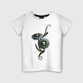 Детская футболка хлопок с принтом Полевые ромашки , 100% хлопок | круглый вырез горловины, полуприлегающий силуэт, длина до линии бедер | летние цветы | одуванчики | полевые ромашки | полевые цветы | ромашки | цветы