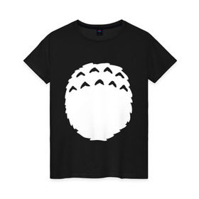 Женская футболка хлопок с принтом Тоторо грудь , 100% хлопок | прямой крой, круглый вырез горловины, длина до линии бедер, слегка спущенное плечо | anime | totoro | аниме | тоторо