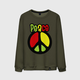Мужской свитшот хлопок с принтом Peace red, yellow, green , 100% хлопок |  | reggae | мир | регги