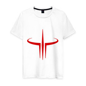 Мужская футболка хлопок с принтом Quake logo , 100% хлопок | прямой крой, круглый вырез горловины, длина до линии бедер, слегка спущенное плечо. | quake | игры | квейк | компьютерные игры