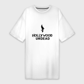 Платье-футболка хлопок с принтом Hollywood Undead logo ,  |  | hollywood undead | hu | hu mask one color | undead | рок реп группа hollywood undead
