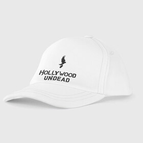 Детская бейсболка с принтом Hollywood Undead logo , 100% хлопок | классический козырек, металлическая застежка-регулятор размера | hollywood undead | hu | hu mask one color | undead | рок реп группа hollywood undead