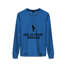 Женский свитшот хлопок с принтом Hollywood Undead logo , 100% хлопок | прямой крой, круглый вырез, на манжетах и по низу широкая трикотажная резинка  | hollywood undead | hu | hu mask one color | undead | рок реп группа hollywood undead