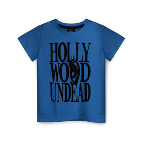 Детская футболка хлопок с принтом HollyWoodUndead , 100% хлопок | круглый вырез горловины, полуприлегающий силуэт, длина до линии бедер | hollywood undead | hu | hu mask one color | undead | птица с гранатой | рок реп группа hollywood undead