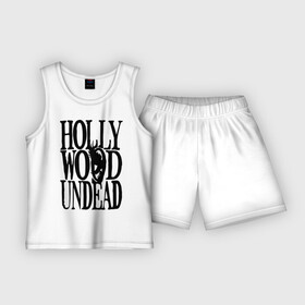 Детская пижама с шортами хлопок с принтом HollyWoodUndead ,  |  | hollywood undead | hu | hu mask one color | undead | птица с гранатой | рок реп группа hollywood undead