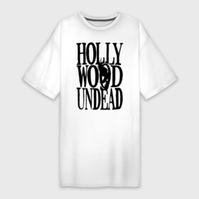 Платье-футболка хлопок с принтом HollyWoodUndead ,  |  | hollywood undead | hu | hu mask one color | undead | птица с гранатой | рок реп группа hollywood undead